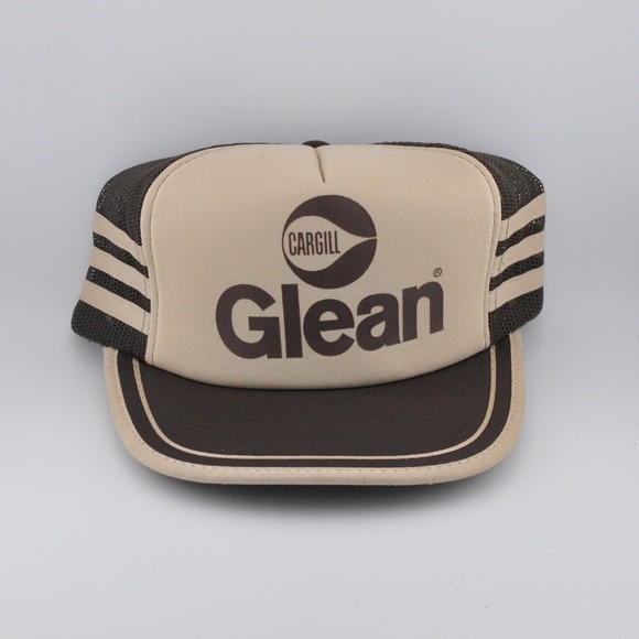 Athletic Headwear Cargill Glean Trucker Hat OS Brown Tan Excellent Vintage Mesh